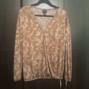 Daytrip Paisley Wrap Blouse - Tan and Brown​